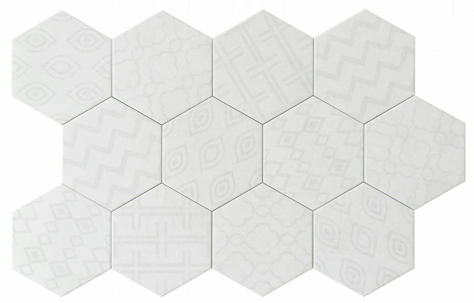 Form 5.5X6.3” White Decor Hexagon | Roma Tile NY